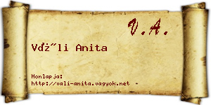 Váli Anita névjegykártya